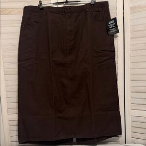 Chocolate Brown 100% Cotton Denim Skirt. 20W